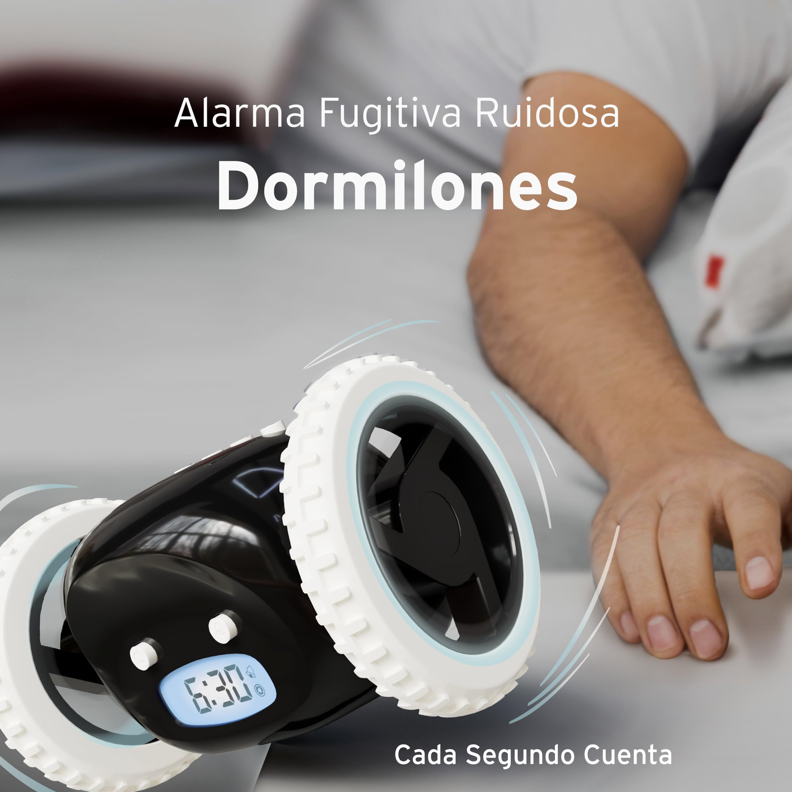 Clocky – Despertador con ruedas que huye | Reloj despertador ruidoso para dormilones profundos | Regalo divertido original