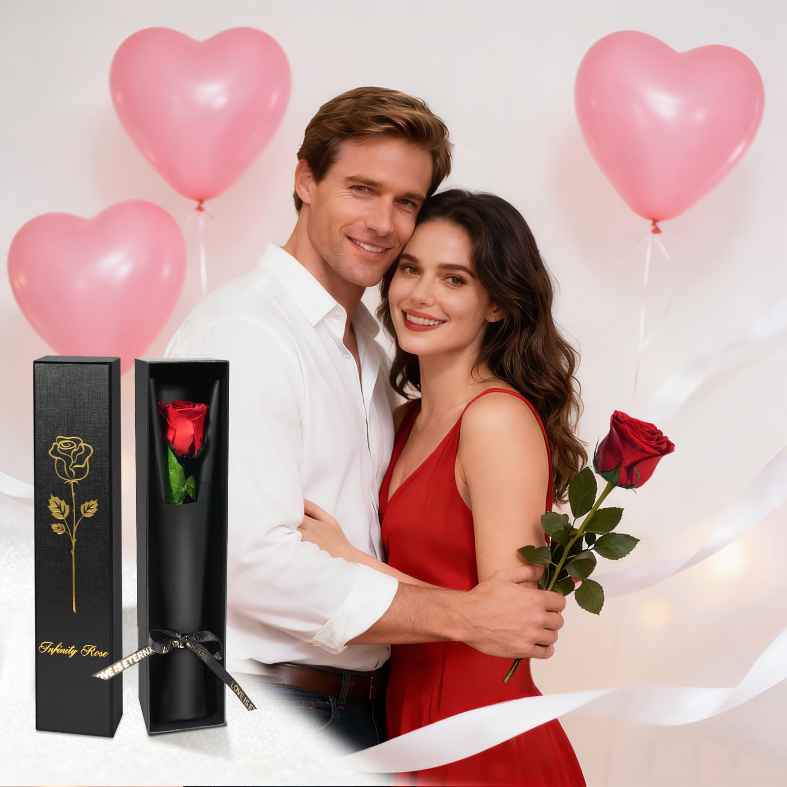 Rosa eterna en caja de regalo – Rosa preservada en varios colores | Regalo romántico para Sant Jordi
