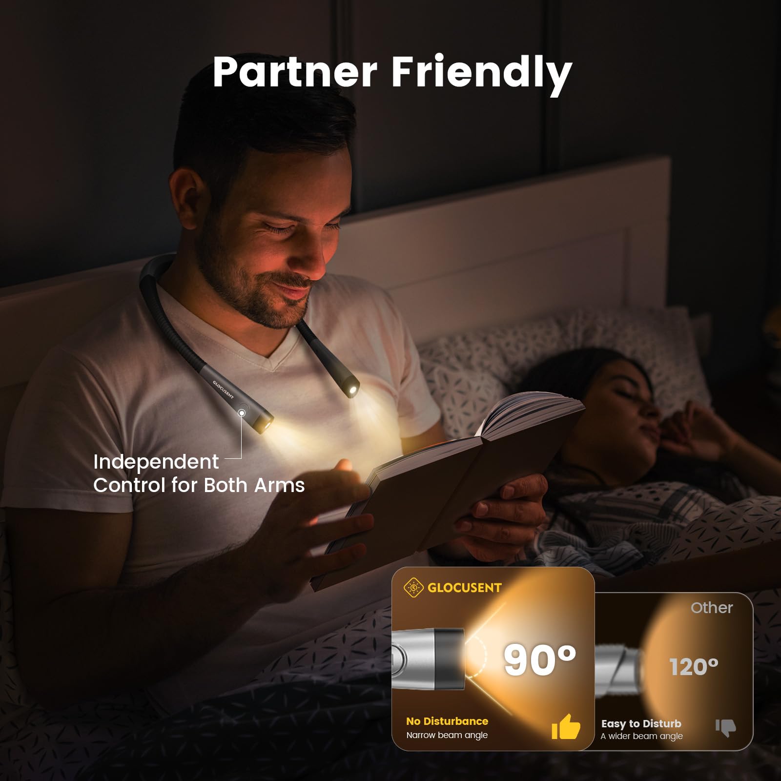 Luz de lectura recargable para el cuello