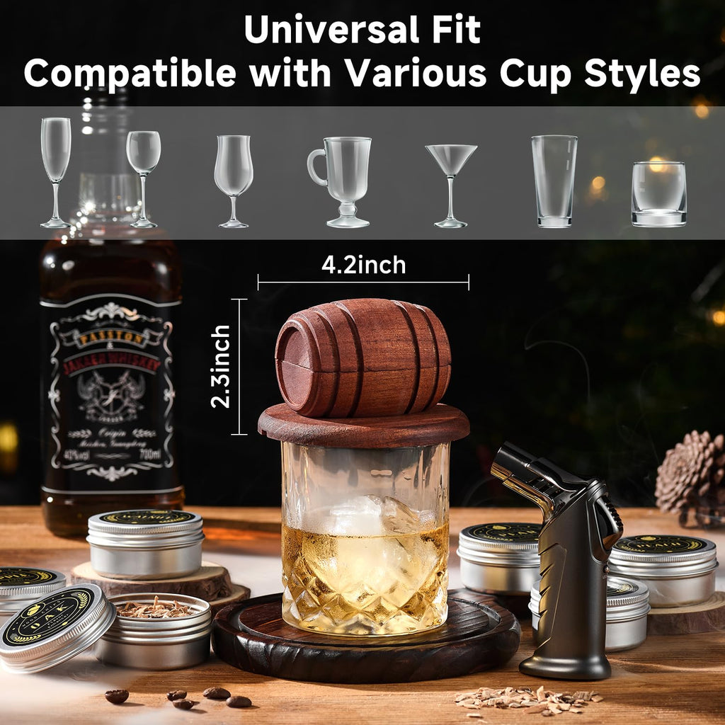 Kit para Ahumar Whisky y Cócteles – Ahumador con antorcha, chips de madera y vasos | Regalo original