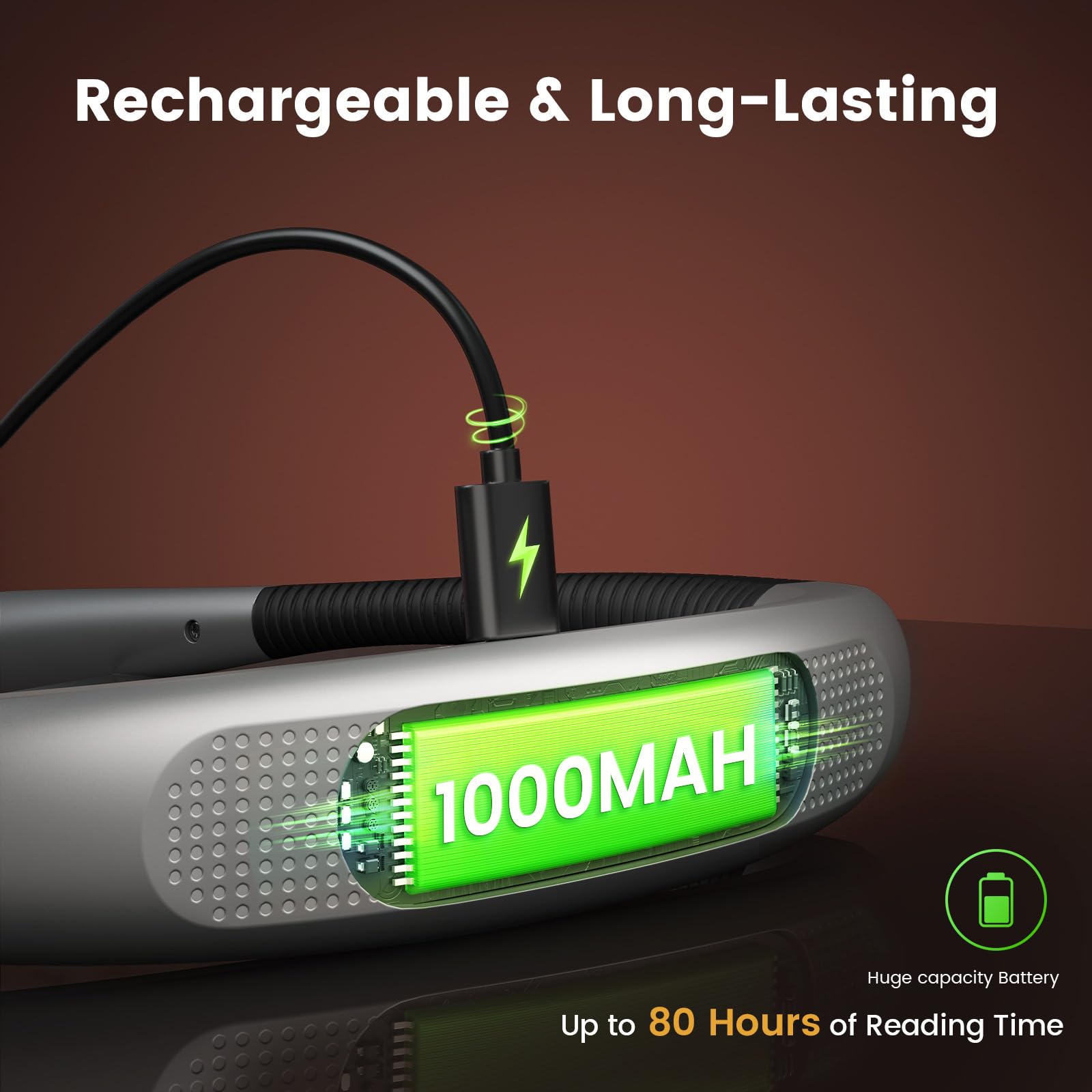 Luz de lectura recargable para el cuello