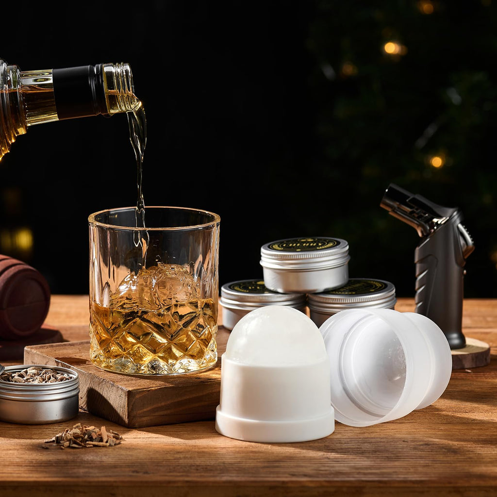 Kit para Ahumar Whisky y Cócteles – Ahumador con antorcha, chips de madera y vasos | Regalo original
