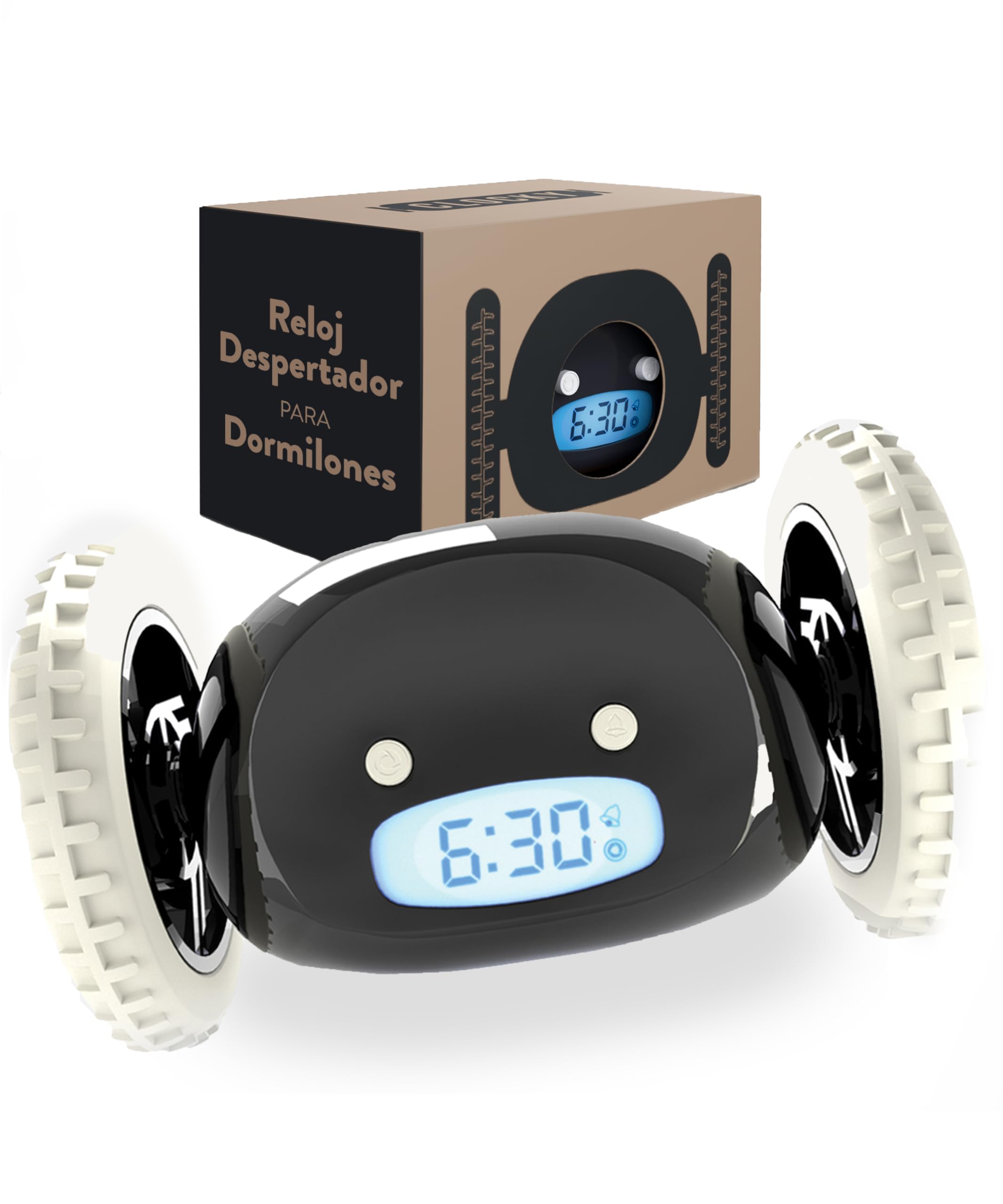 Clocky – Despertador con ruedas que huye | Reloj despertador ruidoso para dormilones profundos | Regalo divertido original