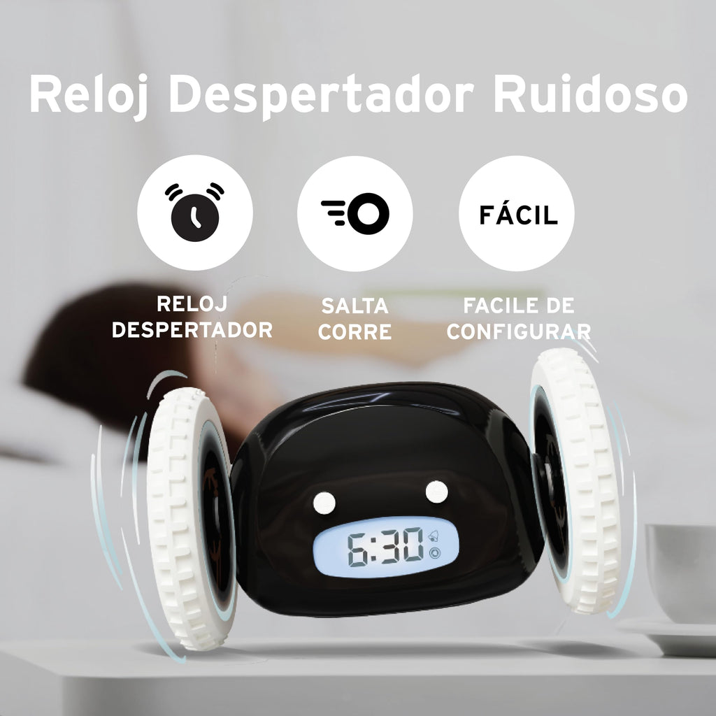 Clocky – Despertador con ruedas que huye | Reloj despertador ruidoso para dormilones profundos | Regalo divertido original