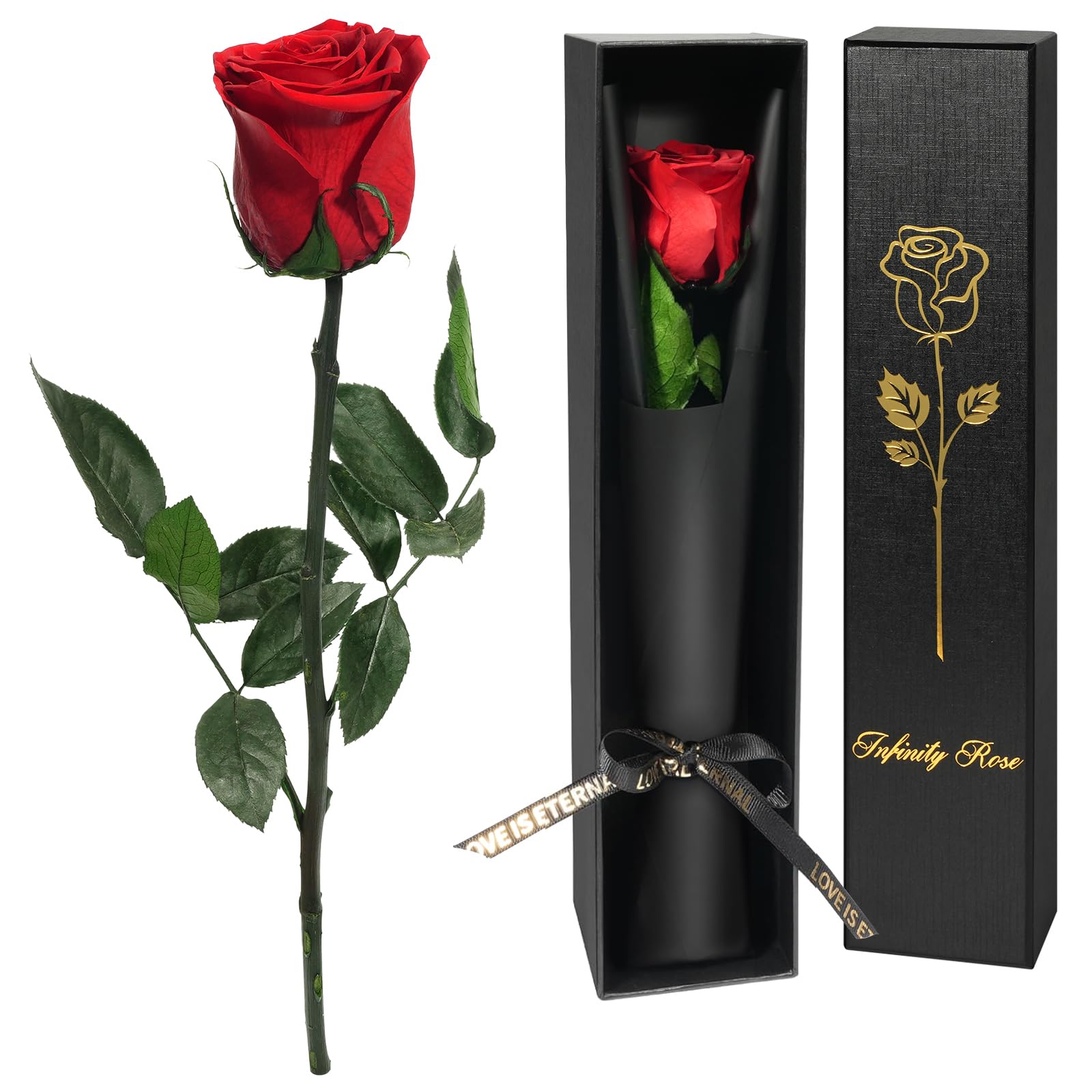 Rosa eterna en caja de regalo – Rosa preservada en varios colores | Regalo romántico para Sant Jordi