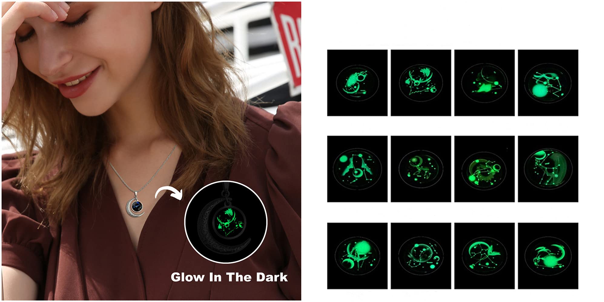 Collar constelación Piscis ♓ con luna – Detalle delicado