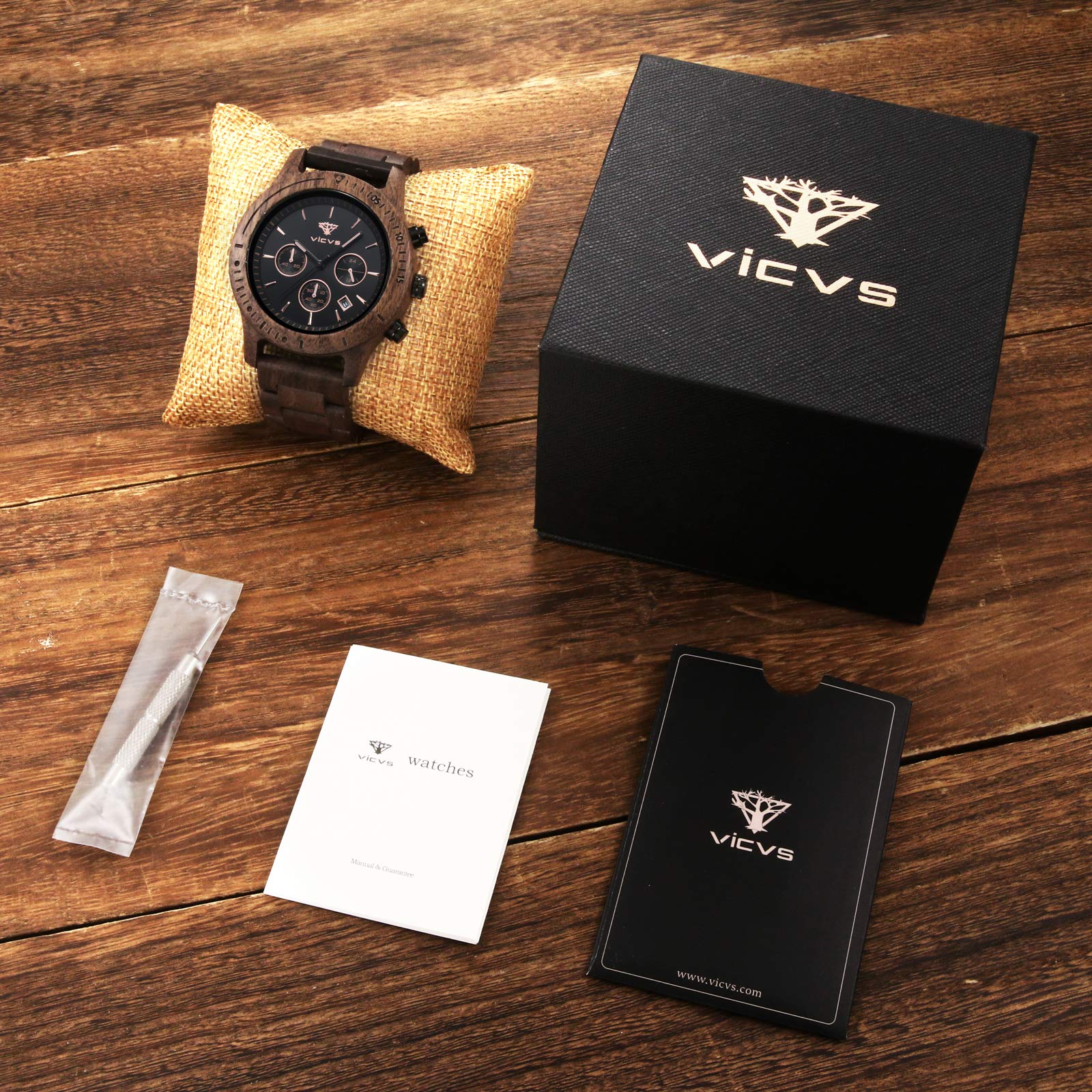 Reloj de madera para hombre de sándalo japonés – Cronógrafo deportivo elegante rojo y negro | Regalo original para hombre