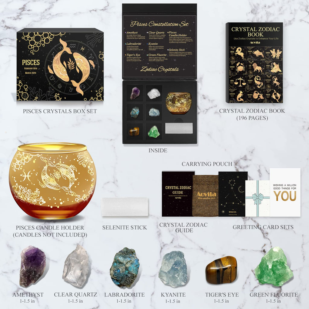 Portavelas Piscis ♓ con piedras – Regalo místico y decorativo