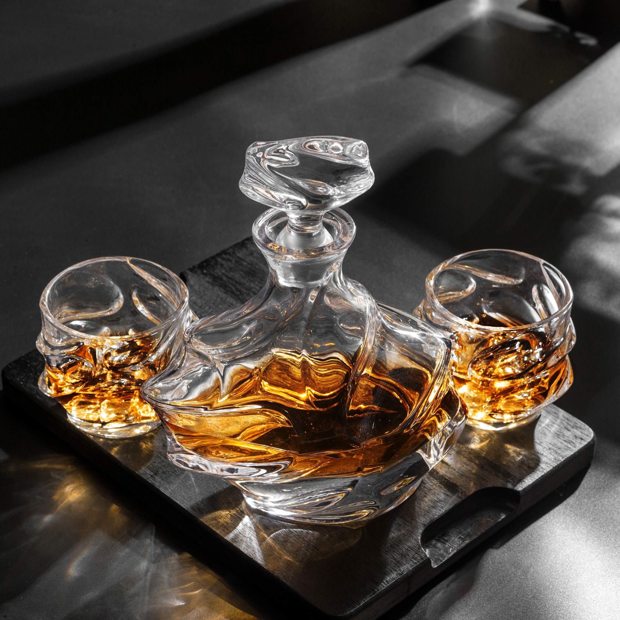 Set de whisky con decantador y 4 vasos de cristal – Estuche de regalo de lujo