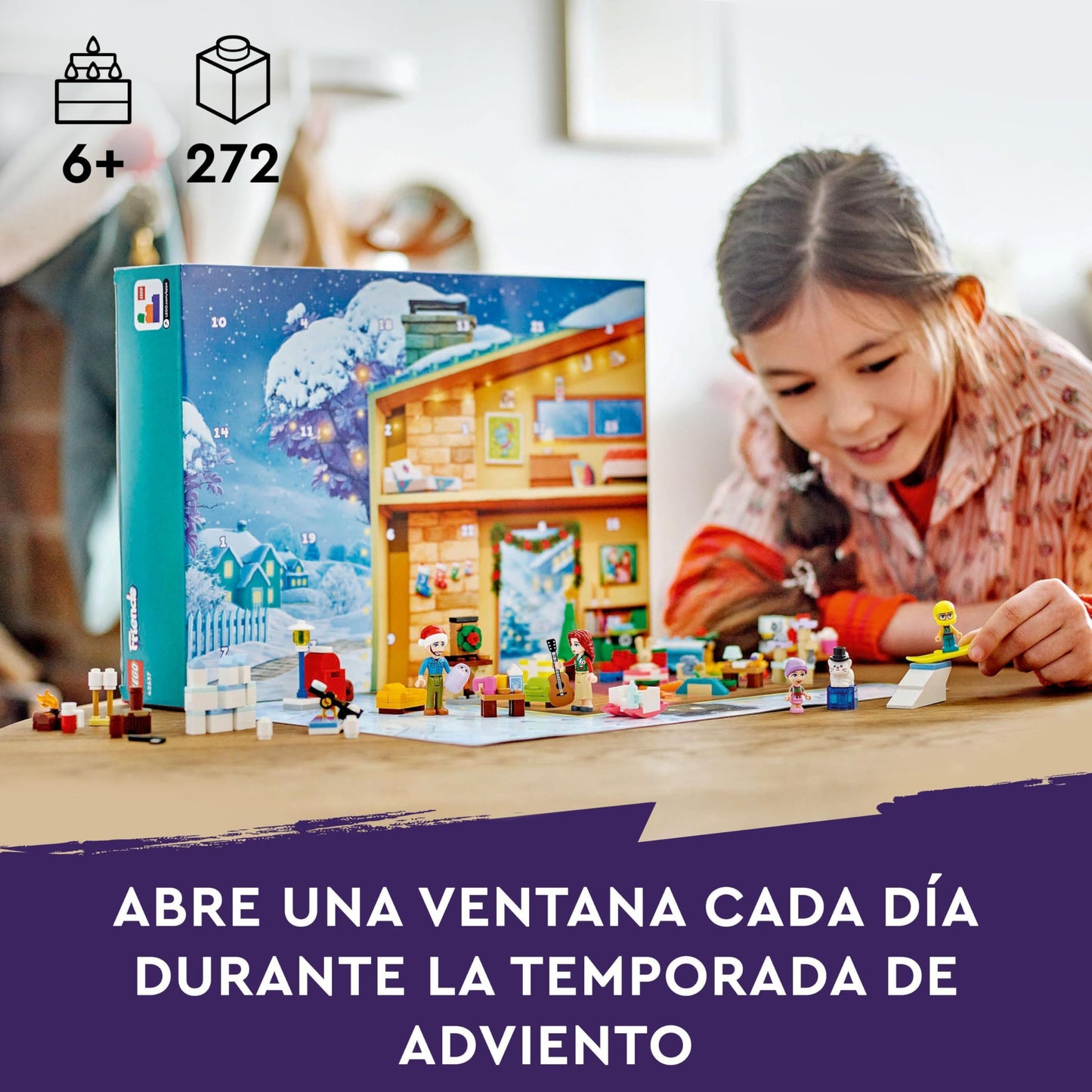 LEGO Friends Calendario de Adviento 2024 Juguete Infantil Prenavideño con 5 Mini Muñecos de Personajes y 3 Figuras de Animales, Regalo Navideño para Niñas y Niños de 6 Años o Más 42637