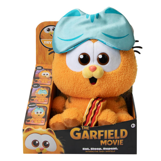 ANIMAGIC - Baby Garfield - Mascota Interactiva - para Niños y Niñas Desde 3 Años - Peluche Suave de Garfield - Dale de Comer y ponle a Dormir - Experiencia Sensorial