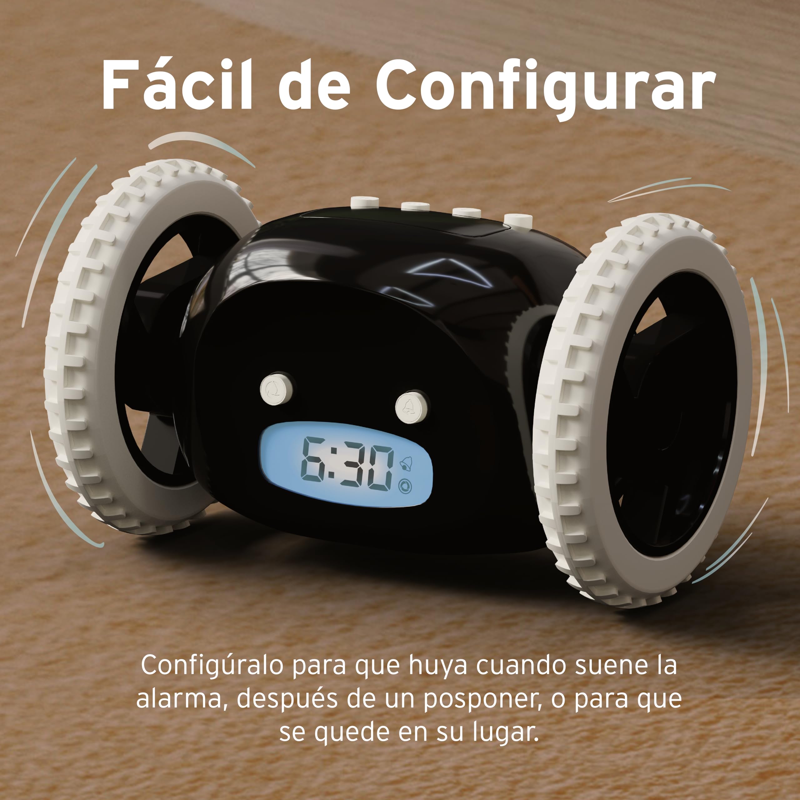 Clocky – Despertador con ruedas que huye | Reloj despertador ruidoso para dormilones profundos | Regalo divertido original