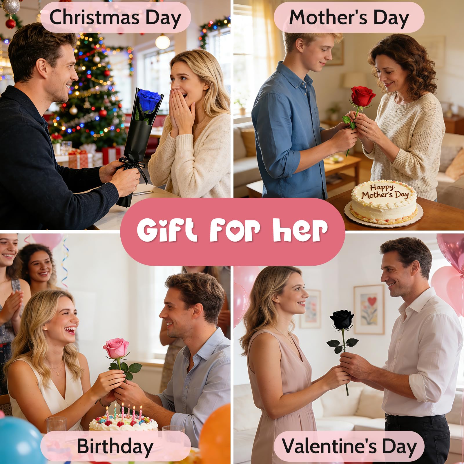 Rosa eterna en caja de regalo – Rosa preservada en varios colores | Regalo romántico para Sant Jordi