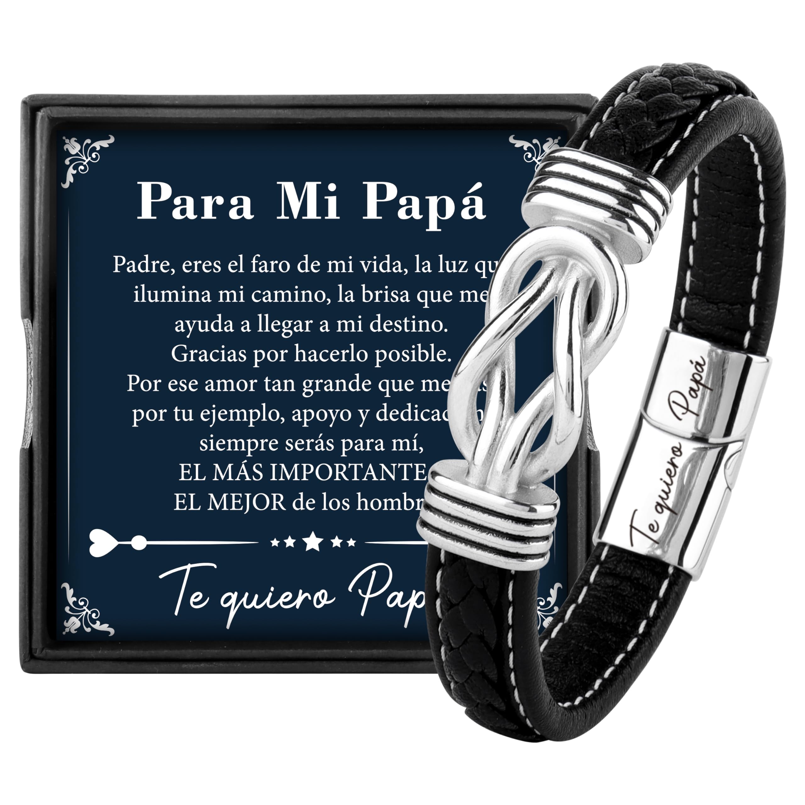 Pulsera de cuero para hombre – Regalo original para padre, abuelo o pareja