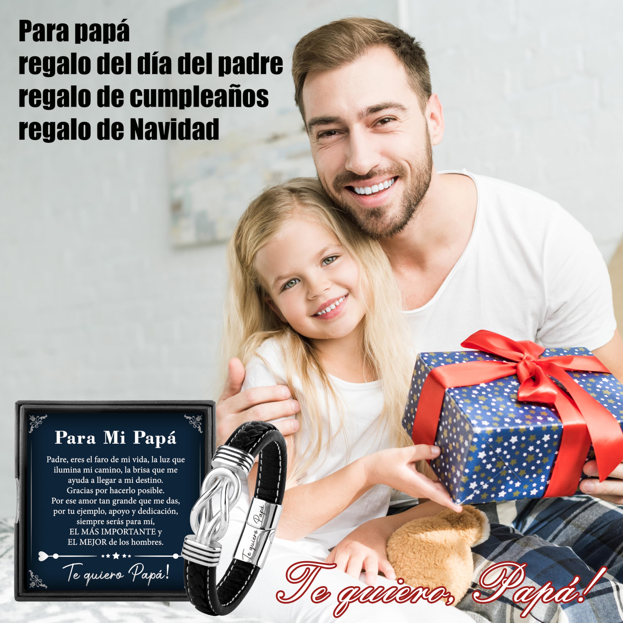 Pulsera de cuero para hombre – Regalo original para padre, abuelo o pareja