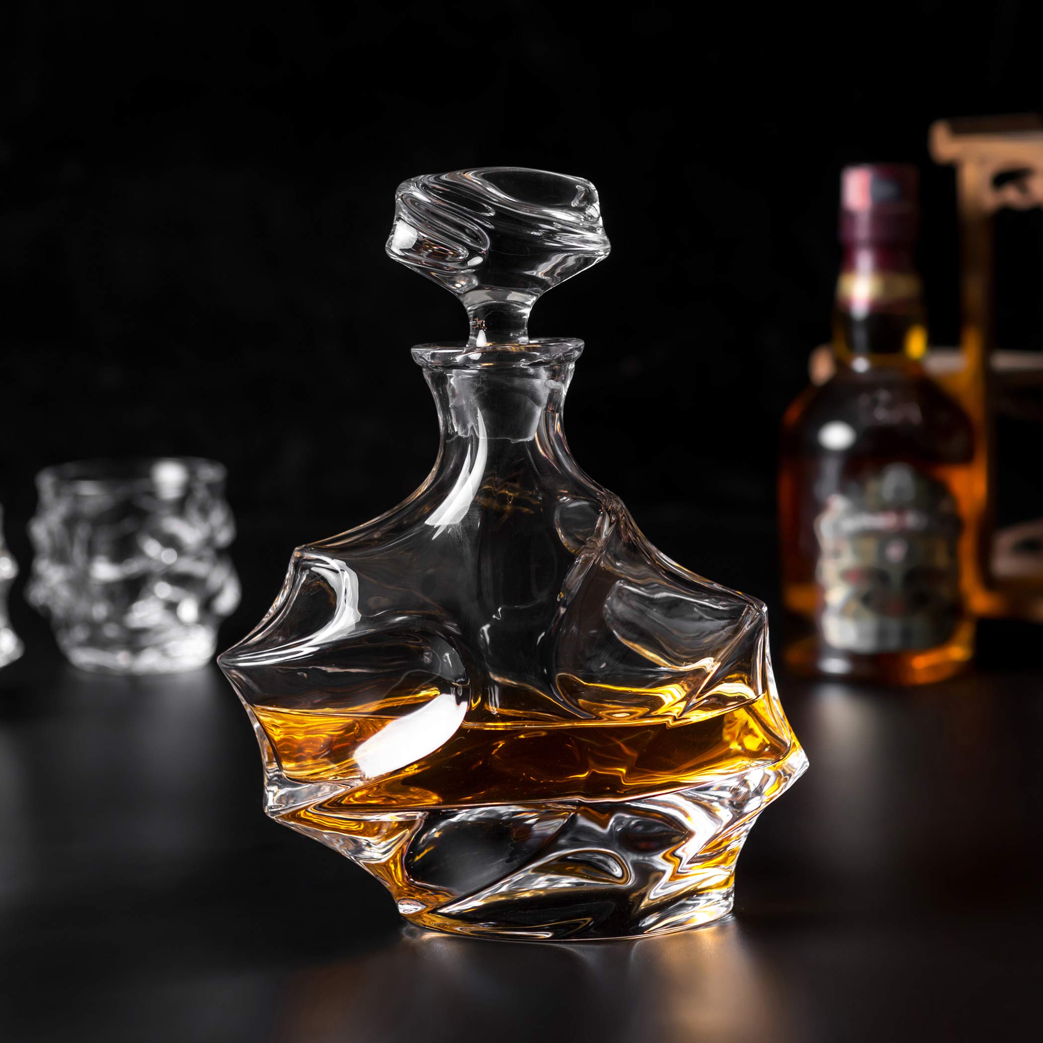 Set de whisky con decantador y 4 vasos de cristal – Estuche de regalo de lujo