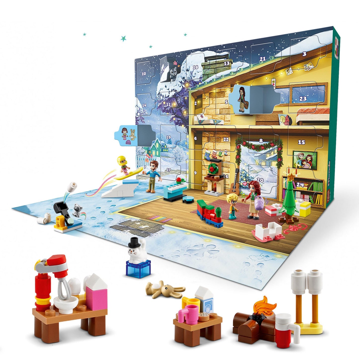 LEGO Friends Calendario de Adviento 2024 Juguete Infantil Prenavideño con 5 Mini Muñecos de Personajes y 3 Figuras de Animales, Regalo Navideño para Niñas y Niños de 6 Años o Más 42637