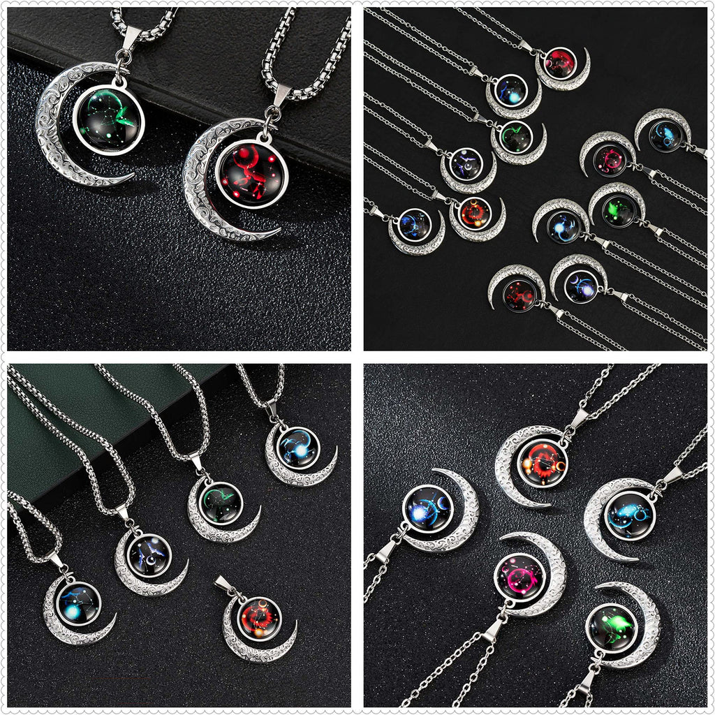 Collar constelación Piscis ♓ con luna – Detalle delicado