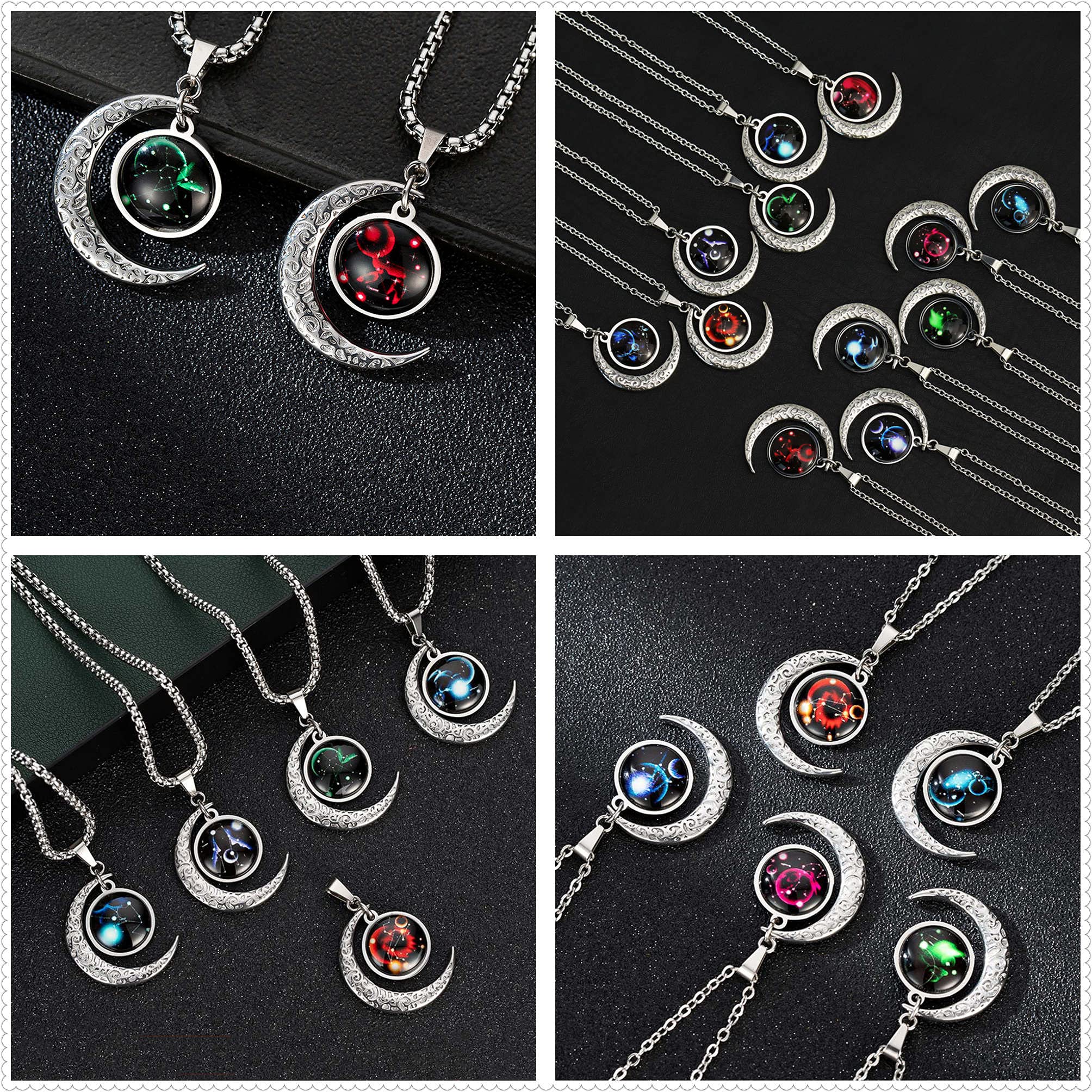 Collar constelación Piscis ♓ con luna – Detalle delicado