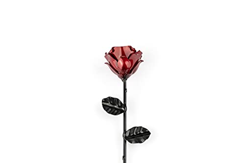 Rosa Eterna de Hierro Forjado para el dia de la madre -Regalos significativos -  Forjada a Mano (Roja/Negro)