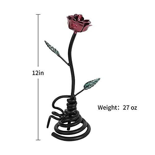 Aoneky Figura de Rosa Eterna de Hierro – con Soporte, Regalo para Novia Mujer Madre en Aniversario Boda Cumpleaños San Valentín Navidad, Estatua Decoración en Hogar Casa