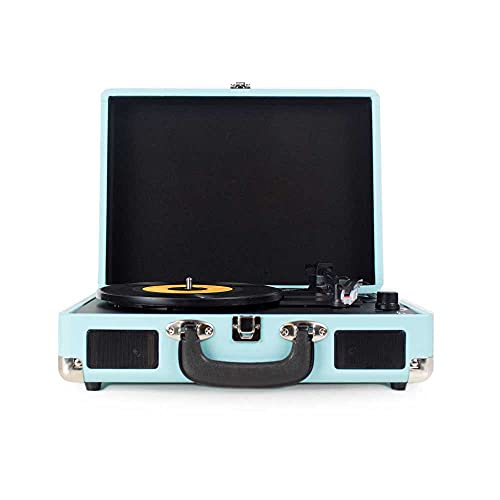 PRIXTON VC400 - Tocadiscos de Vinilo Vintage, Reproductor de Vinilo y Reproductor de Musica Mediante Bluetooth y USB, 2 Altavoces Incorporados, Diseño de Maleta, Color Azul - no se que regalar