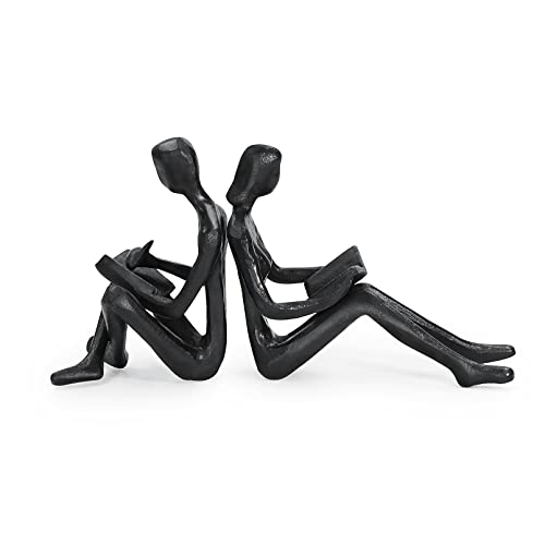 Aoneky Mini Figuras de Pareja Leyendo Libro - Estatua Abstracta Moderna de Hierro Fundido, Regalo Original de San Valentín Aniversario Boda, Decoración para Hogar Casa Oficina