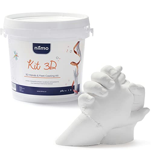 Niimo 3D Kit Huella Niños Familias Adultos Kit 3D Completo Alginato para Moldes de Manos y Yeso Envase y Herramientas Fácil Elaboración Esculturas Realistas