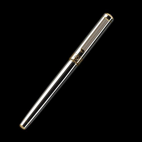 Rollerball Pen de Scriveiner - Bolígrafo Roller de Gama Alta con Acabado en Oro de 24 Quilates, Recambio Schmidt, Regalo Hombres y Mujeres, Bolígrafos Profesionales de Diseño (Cromado Plata)