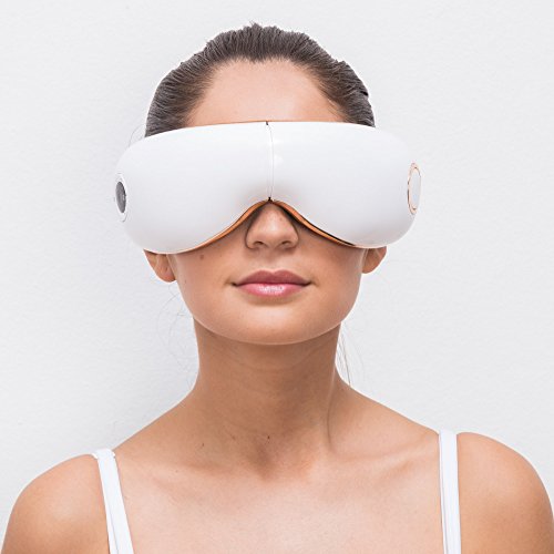 SKANDAS® Masajeador facial y de ojos (modelo 2021) - Máscara ocular y de cabeza/Gafas de masaje electricas plegables con vibromasaje, presoterapia, calor y música – Garantía 2 Años - no se que regalar