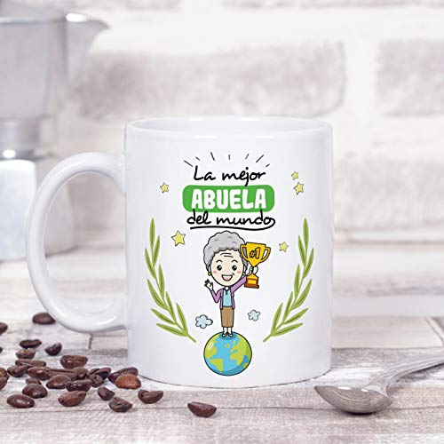 MUGFFINS Taza Abuela - La Mejor Abuela del Mundo - Taza Desayuno/Idea Regalo Original/Día de la Madre para Abuelitas. Cerámica 350 mL