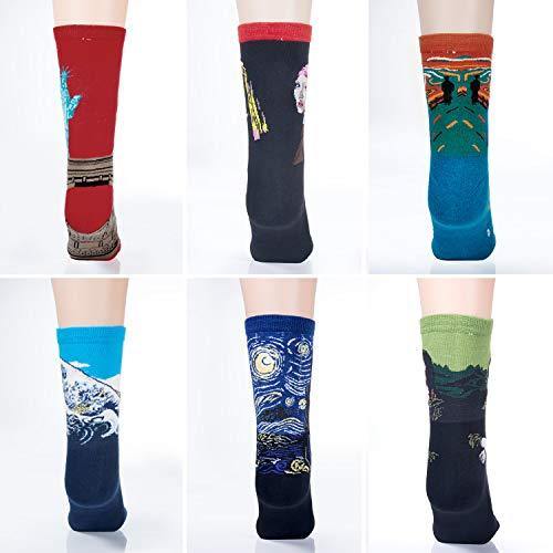 Czemo 6 pares Calcetines divertidos para regalar de Algodón Hombre y Mujer  Arte Retro Pinturas Famosas Calcetines – no se que regalar