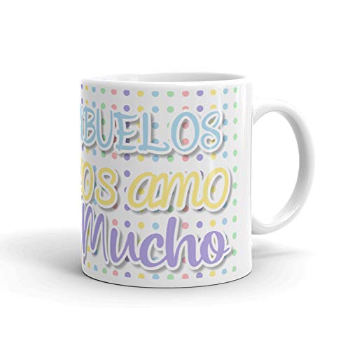 Kembilove Taza Desayuno para Abuelos – Tazas Originales con mensajes Graciosos con Mensaje Abuelos los amo mucho – Taza de Café y Té para Abuelos – Regalos Originales - no se que regalar