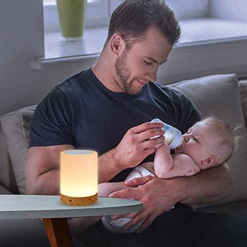 Amouhom Lámpara Nocturna de Control Táctil, lamparas de mesita de noche Portable con Batería Recargable, Lámparas para Dormitorio, 6 Colores Y 16 Cambiantes, el Mejor Regalo para Niños y Amigos - no se que regalar