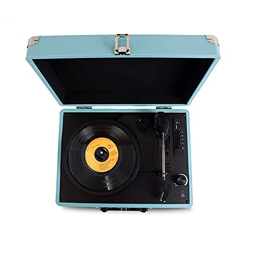 PRIXTON VC400 - Tocadiscos de Vinilo Vintage, Reproductor de Vinilo y Reproductor de Musica Mediante Bluetooth y USB, 2 Altavoces Incorporados, Diseño de Maleta, Color Azul - no se que regalar