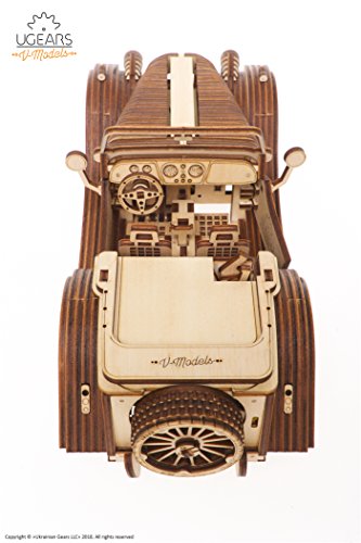 UGEARS Roadster VM-01 - 3D Puzzle de Madera Coche Deportivo - Gran Regalo para Amantes de Coches DIY - no se que regalar