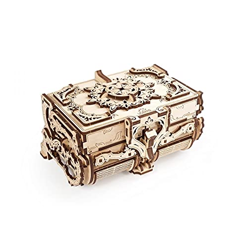 UGEARS Cofrecito De Época Modelo mecánico - Puzzle 3D Rompecabezas Adultos - Caja de Tesoro de Madera - Cofre del Tesoros - Vintage Cajas de Madera Maquetas para Construir Adultos y Adolescentes - no se que regalar