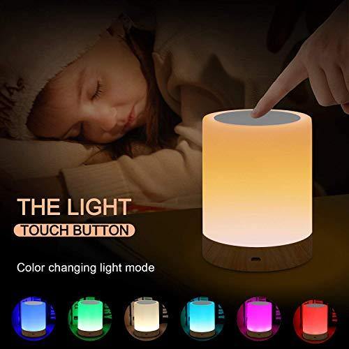 Amouhom Lámpara Nocturna de Control Táctil, lamparas de mesita de noche Portable con Batería Recargable, Lámparas para Dormitorio, 6 Colores Y 16 Cambiantes, el Mejor Regalo para Niños y Amigos - no se que regalar