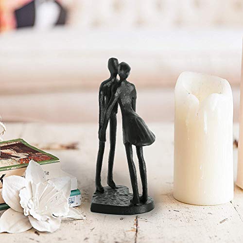 Aoneky Estatua de Pareja de Metal - Figura Decorativa de Parejas Novios Escultura de Hierro, Regalo para San Vanlentín Aniversario de Bodas Navidad, Decoración Romántica Moderna del Hogar Casa Oficina