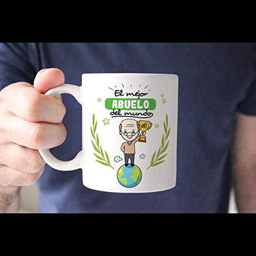 MUGFFINS Taza Abuelo - El Mejor Abuelo del Mundo - Taza Desayuno/Idea Regalo Original/Día del Padre para Abuelitos. Cerámica 350 mL