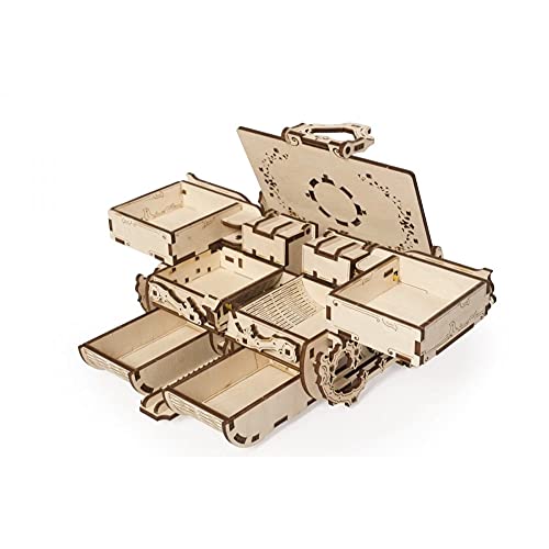 UGEARS Cofrecito De Época Modelo mecánico - Puzzle 3D Rompecabezas Adultos - Caja de Tesoro de Madera - Cofre del Tesoros - Vintage Cajas de Madera Maquetas para Construir Adultos y Adolescentes - no se que regalar