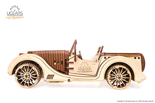 UGEARS Roadster VM-01 - 3D Puzzle de Madera Coche Deportivo - Gran Regalo para Amantes de Coches DIY - no se que regalar