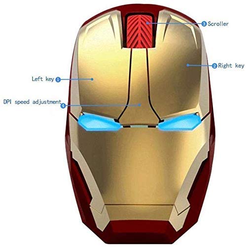 Ratón inalámbrico ergonómico, diseño de Iron Man, 2,4 G, ratón portátil con receptor nano USB, para portátil, ordenador de sobremesa, MacBook, responde hasta 10 m 10 m. - no se que regalar