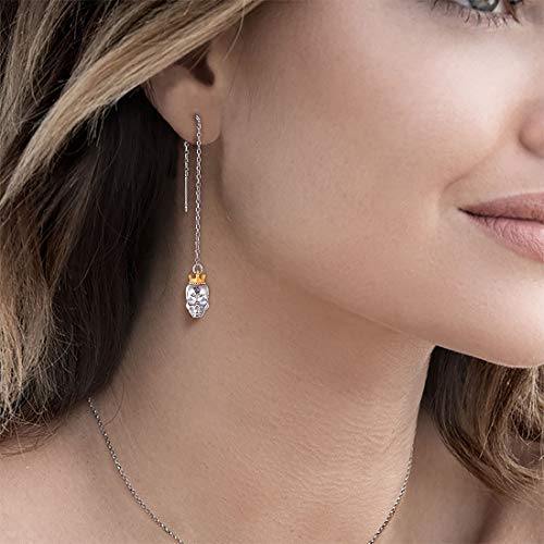 Corona Cráneo Regalo Halloween Calavera Plata de Ley 925 Pendientes Hipoalergénicos para Mujeres Joyería Gótica Punk Colgantes Largos con Cadenas Enhebrador - no se que regalar