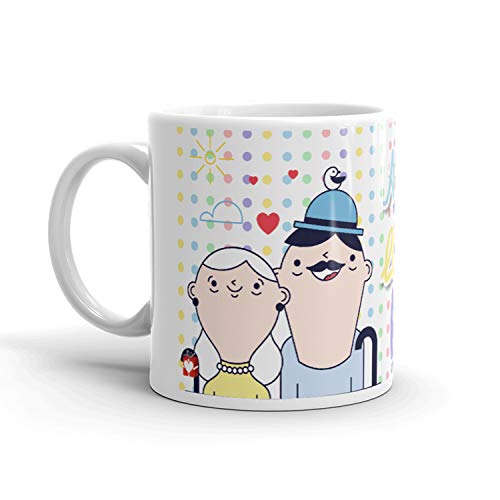 Kembilove Taza Desayuno para Abuelos – Tazas Originales con mensajes Graciosos con Mensaje Abuelos los amo mucho – Taza de Café y Té para Abuelos – Regalos Originales - no se que regalar