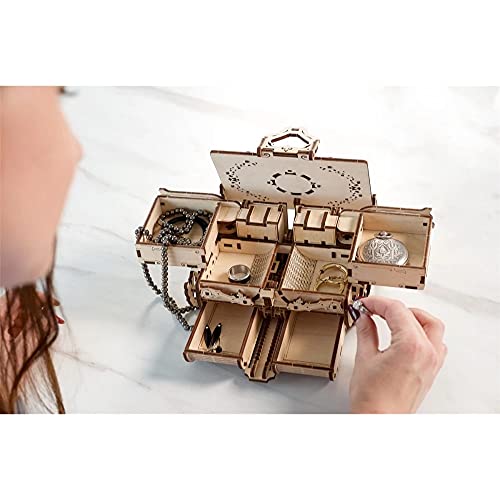 UGEARS Cofrecito De Época Modelo mecánico - Puzzle 3D Rompecabezas Adultos - Caja de Tesoro de Madera - Cofre del Tesoros - Vintage Cajas de Madera Maquetas para Construir Adultos y Adolescentes - no se que regalar