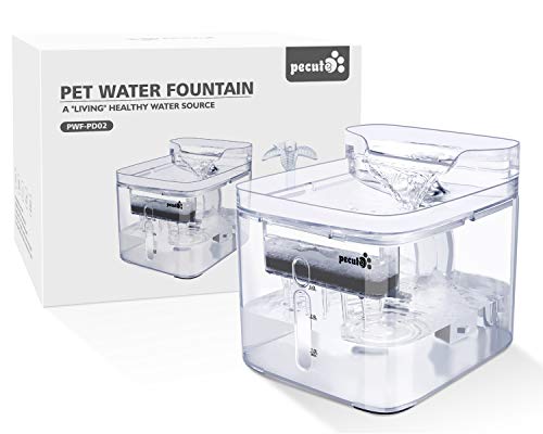 Pecute Fuente de Agua para Gatos y Perros 3L Transparente Automático Dispensador Bebederos Gatos, 3 Modos de Agua, 40dB súper silencioso, Pack de 2 Filtros de Carbón - no se que regalar