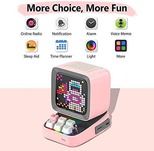 Divoom Ditoo Pixel Art Altavoz Bluetooth Multifuncional, Altavoz portátil Retro con Pantalla LED RGB, Teclado mecánico, Reloj Despertador Inteligente, Compatible con Tarjeta TF y Radio (Pink) - no se que regalar