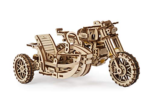 UGEARS maqueta Moto para Montar - Motocicleta Puzzle 3D Adultos - Modelo mecánico de Moto uniqo - maquetas Madera - Rompecabezas Madera 3D para Construir - Kits de construcción 3D (Scrambler UGR-10) - no se que regalar