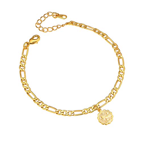 Suplight Joyería Zodiáco de Verano Disco Medalla Dorada de Virgo Pulseras de Tobillo de Mujeres Muchachas Regalo Familia Madres - no se que regalar